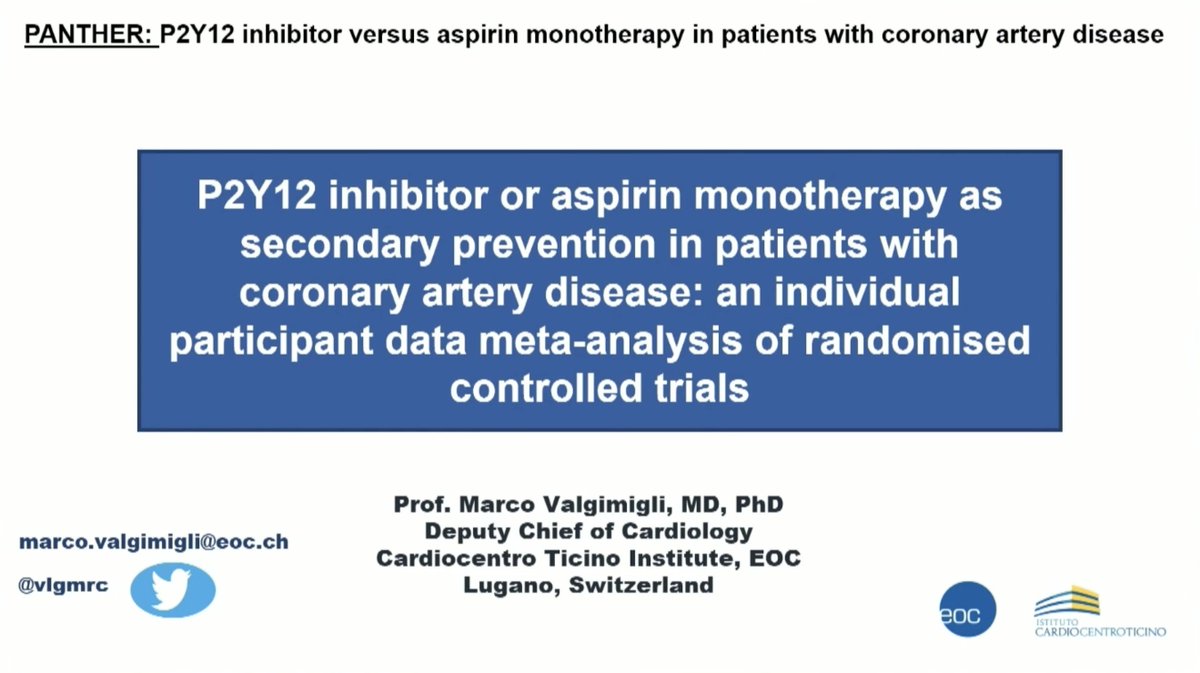 FeliceGragnano's tweet photo. #PANTHER IPD:
❓P2Y12i (Clo/Tica) vs ASA in CAD patients:
👥N=24,325
💔P2Y12i ⬇️MACE by 12%
💔P2Y12i ⬇️MI by 23%
🩸Similar bleeding but ⬇️GI bleeds with P2Y12i  
📊Evidence supports a #paradigm_shift toward P2Y12i monotherapy for secondary prevention of CAD.
@vlgmrc #ESCCongress https://t.co/SHry2FHHfB