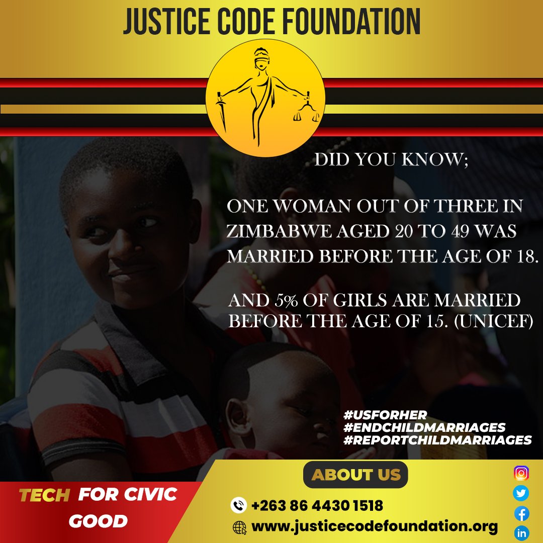 Justice_Code's tweet photo. As August 2022 comes to an end, as a society we need to reflect on the worrying trends of child marriages within our societies. Lets play a part to end child marriges and bring to an end sexual exploitation of our children.
#Usforher #Endchildmarriages https://t.co/VpvuIPNdMs