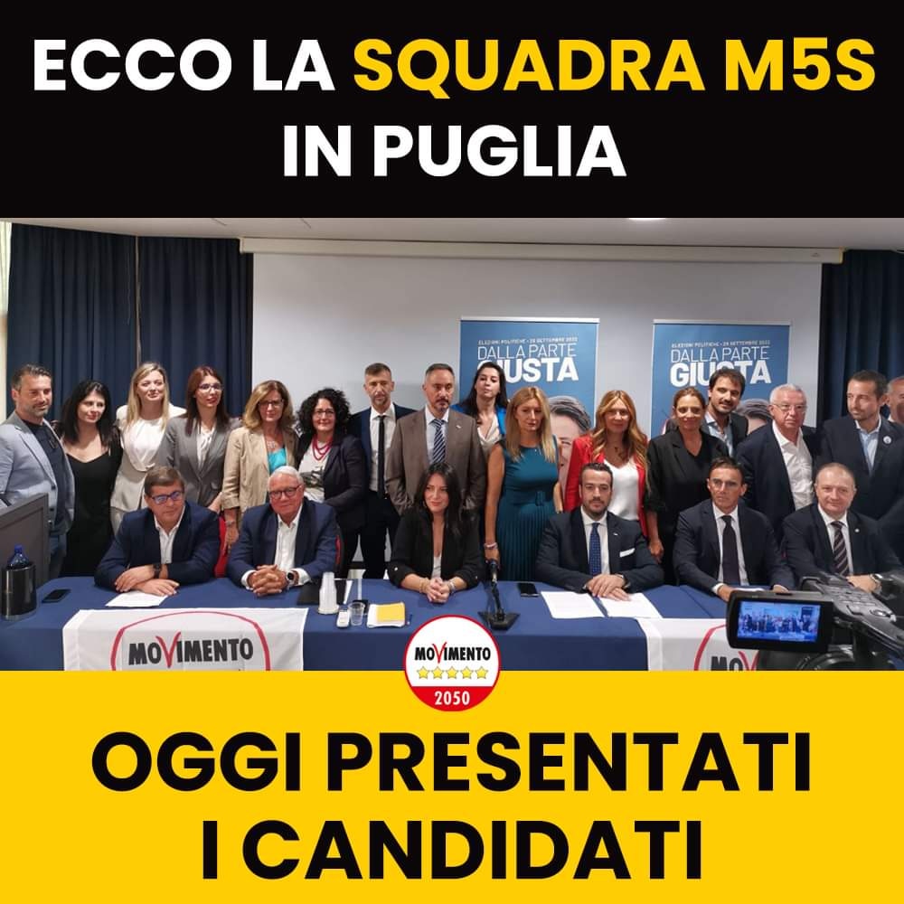 Questa mattina a Bari si è svolta la presentazione dei candidati del <a href="/Mov5Stelle/">MoVimento 5 Stelle</a> in Puglia per le elezioni politiche che si terranno il 25 settembre.
facebook.com/10005802706169…
