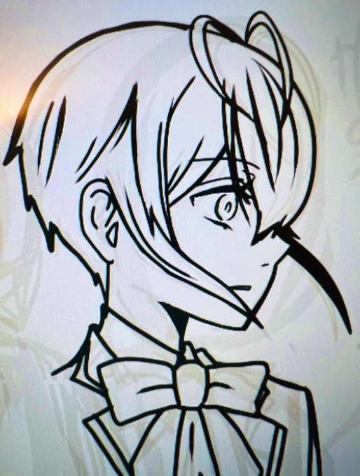 今日はここまで!明日は1本でも線画が描ければボーテ!!拡大するとおっきく見えるけれどサイズ戻すとホントに小さなくんの1コマ 