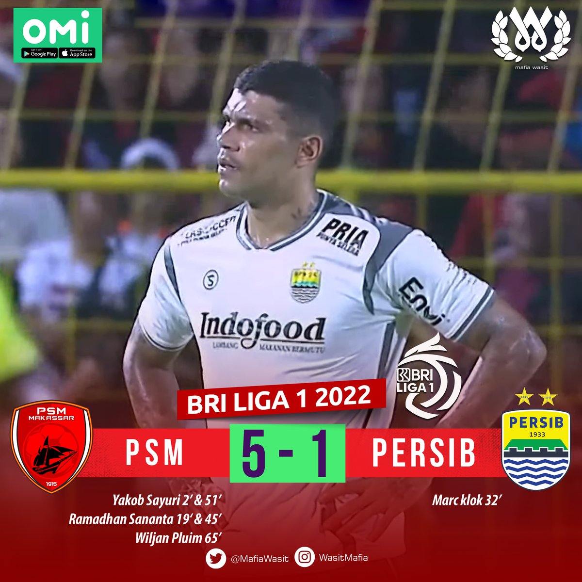 MafiaWasit's tweet photo. FT: PSM 5-1 Persib Butut Banget https://t.co/VGniLqNhGG