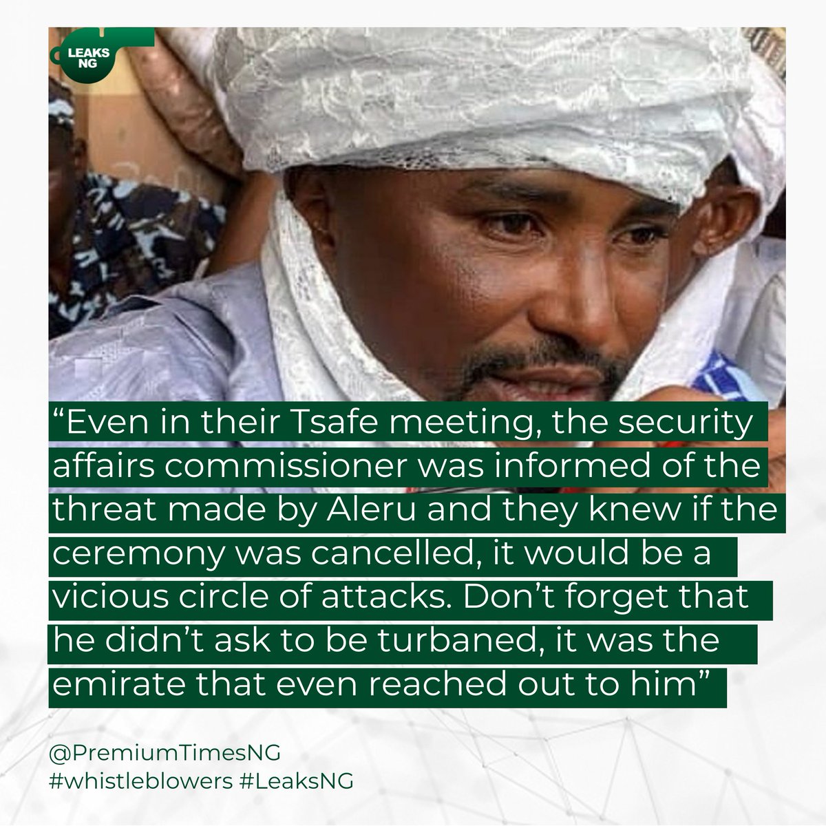 Leaks_NG's tweet photo. An investigation by @premiumtimesng reveals how the Emir of Zamfara, Aliyu Marafa, made a wanted terrorist, Adamu Yankuzo, also known as Ada Aleru, the Sarkin Fulani of the Emirate.
Read the report here: https://t.co/jRu3rwNgz3
#LeaksNG #Whistleblowers #CWPPF @PremiumTimesng https://t.co/bMgy2KMcRM