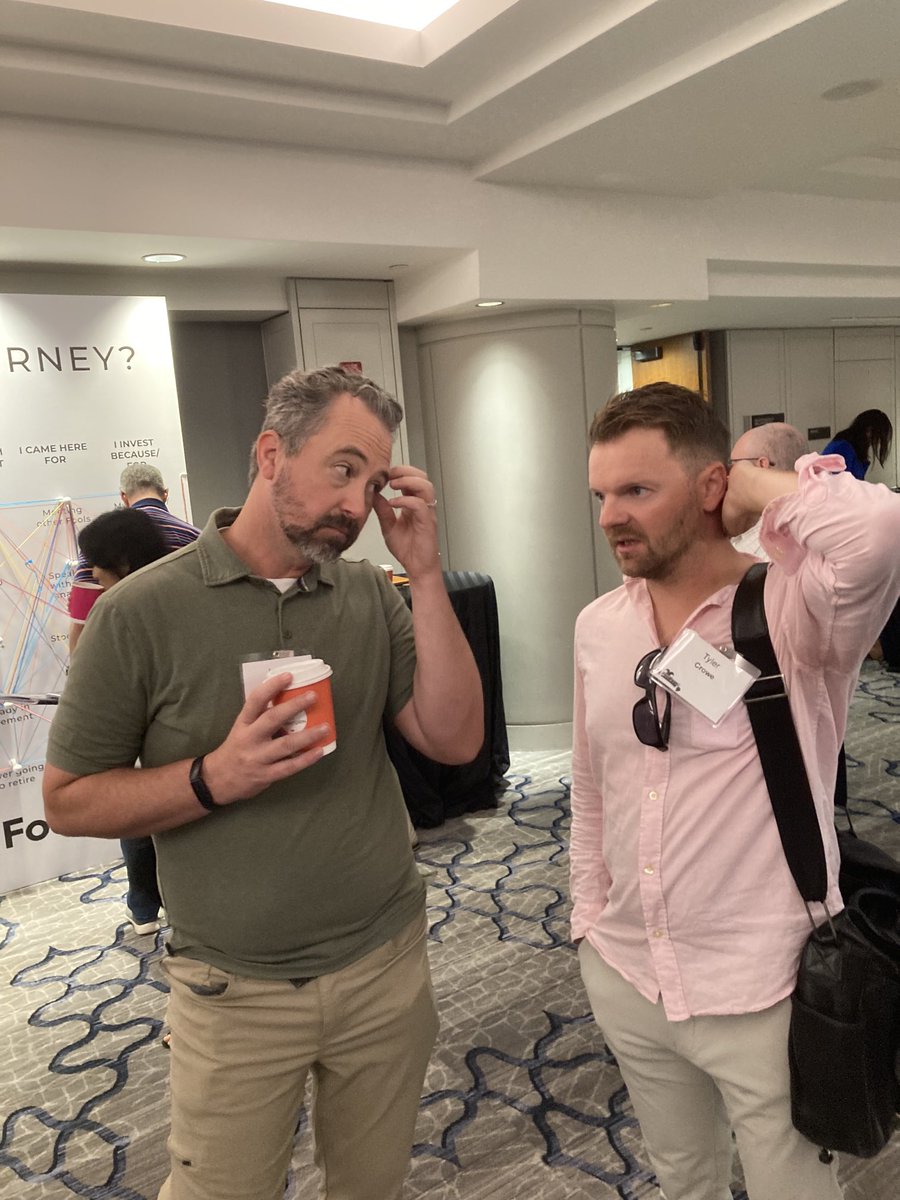 ProShopGuyMF1's tweet photo. My favorite European analyst @Tyler_M_Crowe and @TheSmattering pondering 2022 investment opportunities at #FoolFest22 https://t.co/b6EOJXiaYG
