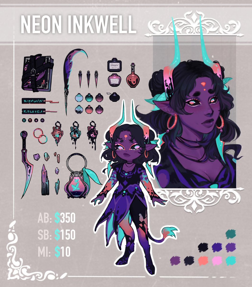 ✦ [RTs Appreciated!!] ✦ 
A tiefling adoptable for your #dnd enjoyment 
Designs ft. <a href="/Renarwic/">✦ Noura ✦</a>! 

Reply to the [BID HERE] reply in the thread, reply to the latest bid to out-bid someone.

DM me if you'd like to bid anonymously.

✦ [AUCTION ENDS 24 HOURS AFTER LAST BID]  ✦