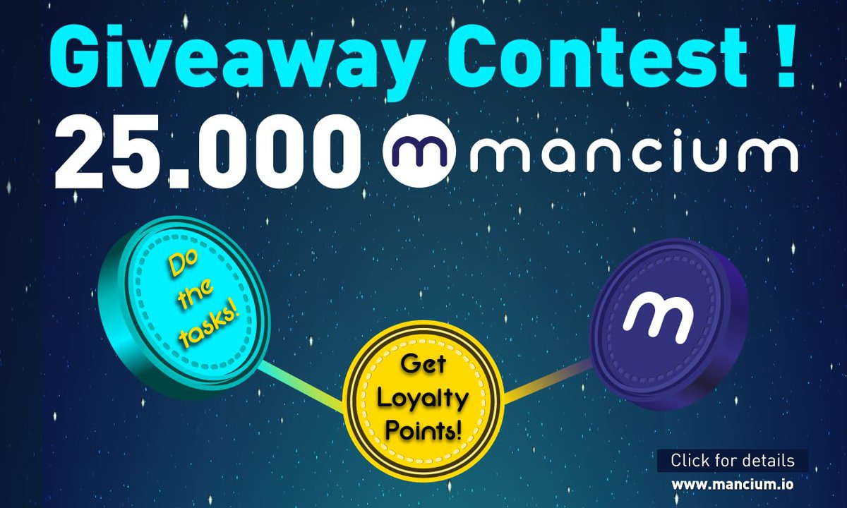 🚀 Airdrop: Mancium (MANC)
💰 Value: 25,000 $MANC + 10 NFTs
👥 Referral: +1 Entries
📼 Audit: InterFi Network
📊 Exchanges: mancium.io/exchange
📅 End Date: 23rd September, 2022

Go to the Airdrop Page
mancium.io/contest/r-MHg2…

#Airdrop #Airdrops #Crypto #Giveaway