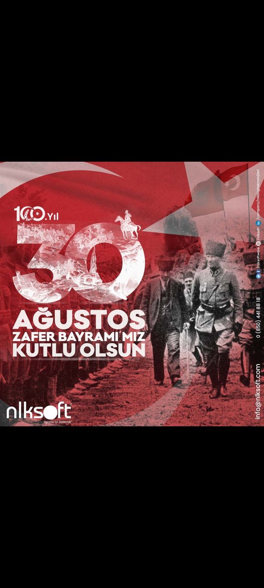 nlksoftware's tweet photo. 30 Ağustos Zafer Bayramı'mız Kutlu Olsun! #nlksoft #nalankurt #nlksoftistanbul #eticaret #edonusum #ecommerce #nlksoftware #30ağustos #30AğustosZaferBayramımızKutluOlsun https://t.co/n2DTMe7Zkf