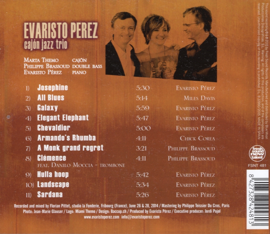 loslobosdelsol's tweet photo. #FSNT 481 Evaristo Perez "Cajon Jazz Trio Vol.2" (2015)
このトリオの1作目があまりにも素晴らしかったので、2作目も購入したら期待以上の出来。Marta Themo のカホンが刻む柔らかいパルスに乗って Evaristo Perez が自身のオリジナル曲を中心とした詩情溢れる演奏を楽しませてくれる。 https://t.co/lhLMUI5WU4