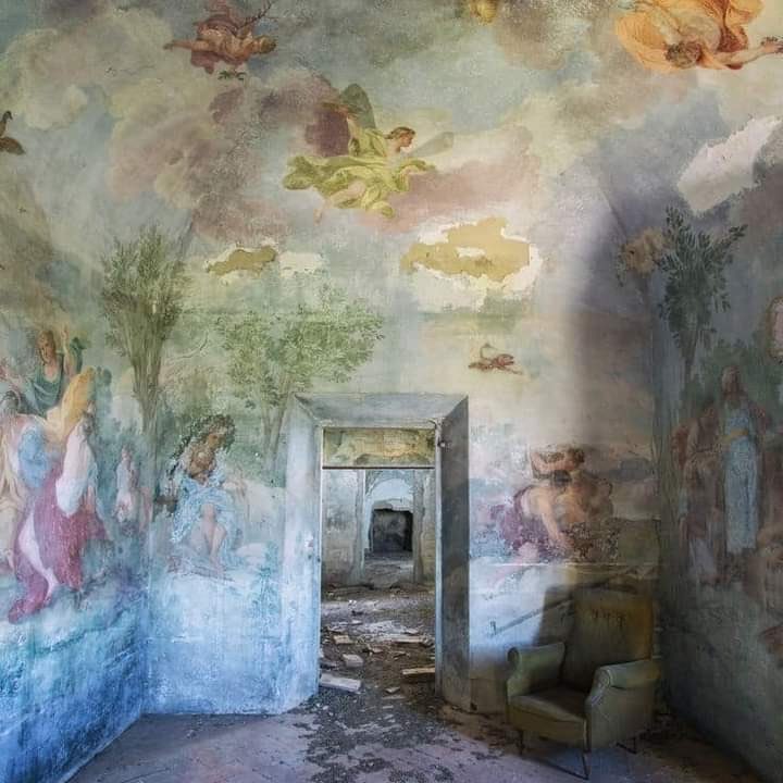 painting murals in an abandoned villa in tuscany, italy