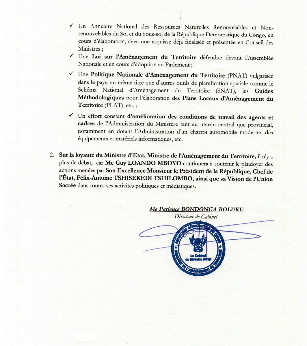 tv4congo's tweet photo. Le ministre d'État en charge de l'aménagement du territoire @GuyLoando_  répond à ses détracteurs et rappelle sa loyauté à @fatshi13  @MinAT_RDC https://t.co/YJjdU8wRPS
