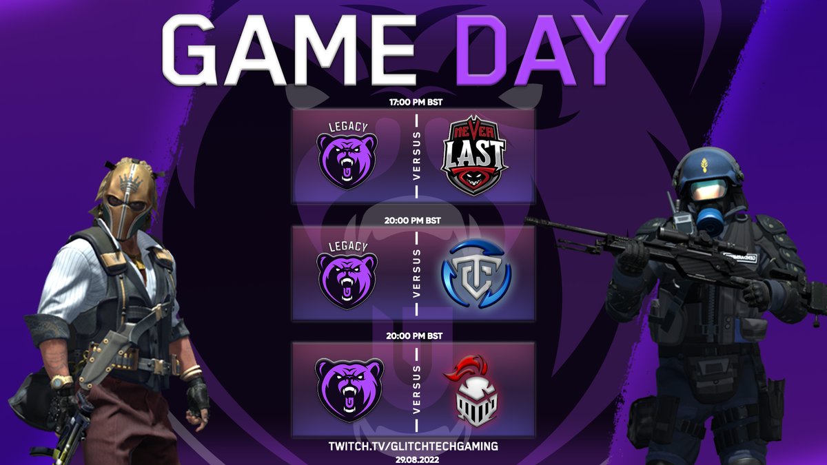 Another action packed night of games tonight for both teams in <a href="/ESEA/">ESEA League</a> and <a href="/scleague_net/">SCL.GG</a> 🔥

First up the Legacy boys take on <a href="/NeverLastOrg/">NeverLast Esport (CLOSED)</a> 
GL to both teams😘