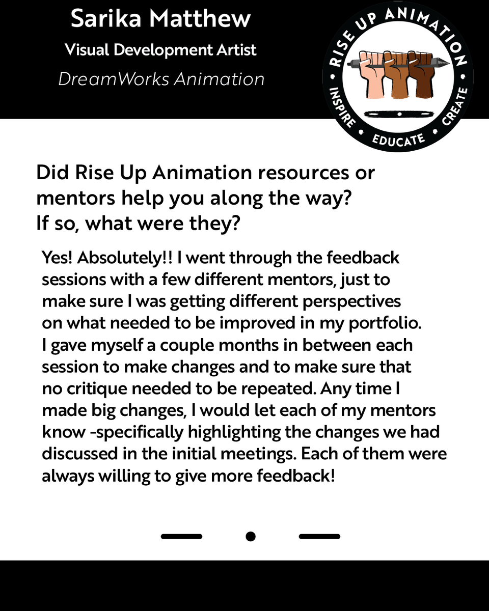 riseupanimation's tweet photo. Hey there Rise Up Fam! We're celebrating another #MenteeFastForward where we meet an RUA Mentee that found a career opportunity in the industry.

Today, we'll hear from Sarika Matthew at 
@Dreamworks Animation! https://t.co/EFOaNYN6cu