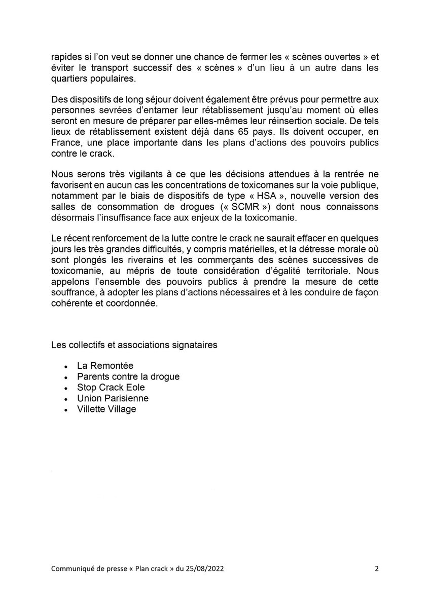 En réponse au récent communiqué de la <a href="/prefpolice/">Préfecture de Police</a> de Paris, voici notre communiqué de presse "Plan Crack"