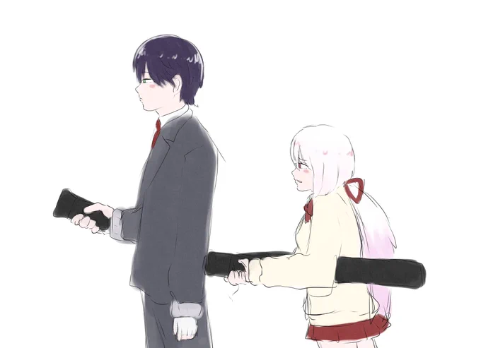 水筒で押してる 