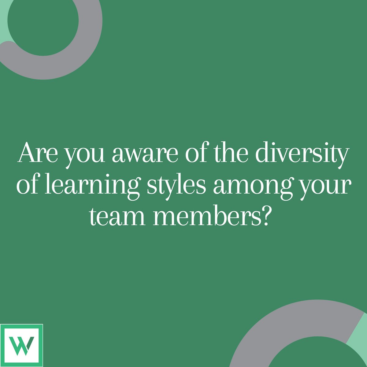 People have different learning sytles.  We strongly recommend you consider these differences as you design and deploy your approaches to #LearningAndDevelopment 

#CorporateTraining
#TeamEngagement
#ProfessionalDevelopment 
#Management 
#Diversity