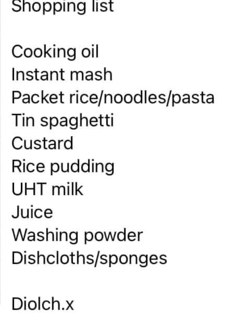 Please could you help support our Food Share Foodbank at Panteg house. Here is a list of items that would be helpful to us. If you could donate an item or two it would be very much appreciated.