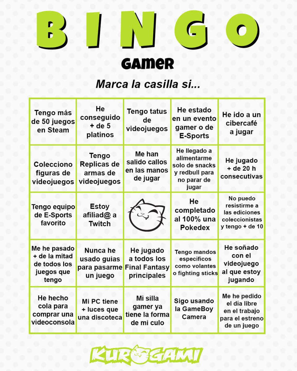 ✔️ ¡Bingo Gamer! 🎮

🕹️ ¿Te animas? 👾

#DíaDelGamer