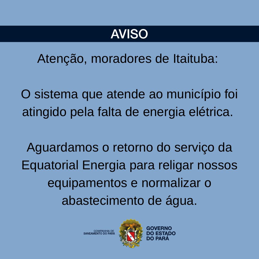 CosanpaSAC's tweet photo. Alô Itaituba, agora vocês também estão lascados, já sabem, né? Falta energia e a água vai embora!
#GovernodoEstadodoPara #Itaituba  #PrivatizaQMelhora #Ironia https://t.co/XfH7E2IfMt