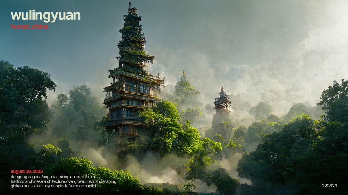 darylanselmo's tweet photo. set made in MJ -v3, adobe lightroom, topaz gigapixel, mixed in photoshop
.
#midjourney #ai #aiart #artdirection #digitalart #everydays #posthumandesign #posthumanart #wulingyuan #dougong #pagoda https://t.co/0tGdCi1uVg