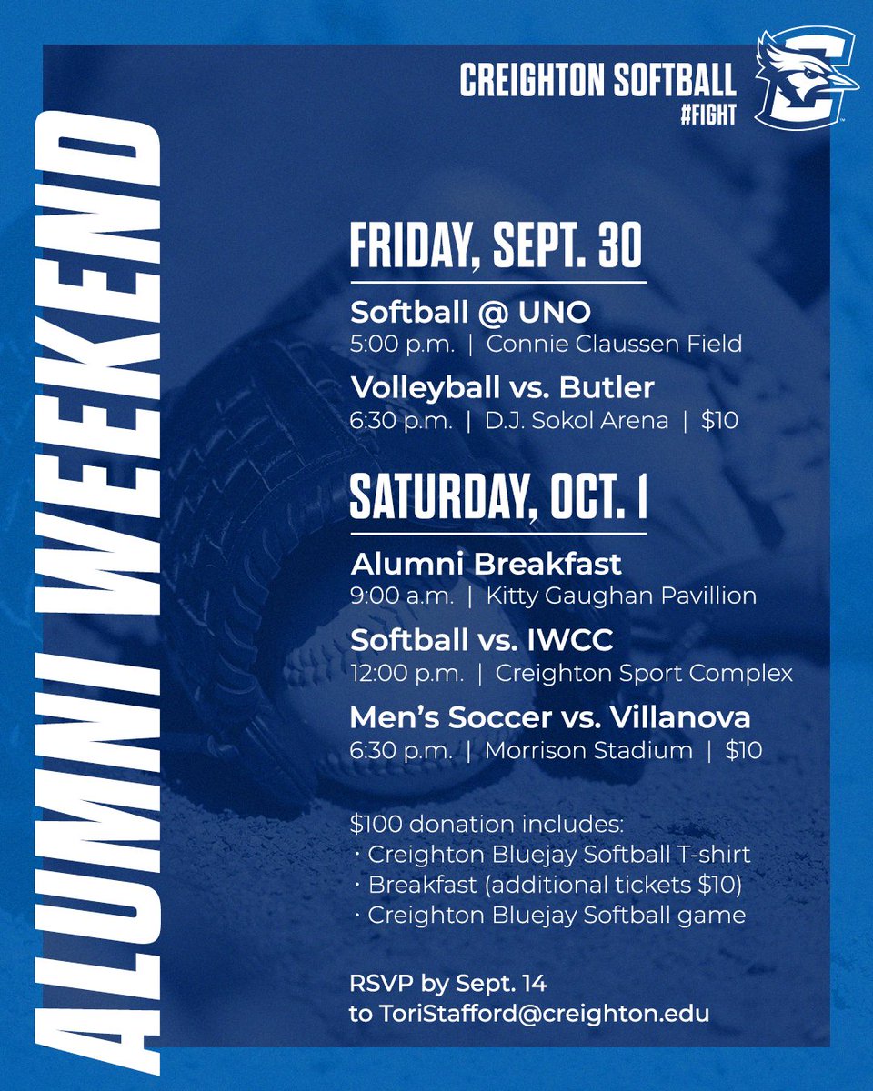 BluejaySoftball's tweet photo. Alumni Weekend is almost here! 👏
#GoJays https://t.co/MuCzOcm8bf