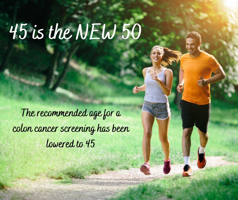 StopColonCancer's tweet photo. Great news! Colonoscopy screening is now available for those 45 or older. Take charge of your health today. Visit https://t.co/NakG2KIZa4
#coloncancer #coloncancerawareness #stopcoloncancernow #45isthenew50 #getscreened #blueforcrc https://t.co/v68fph94RT