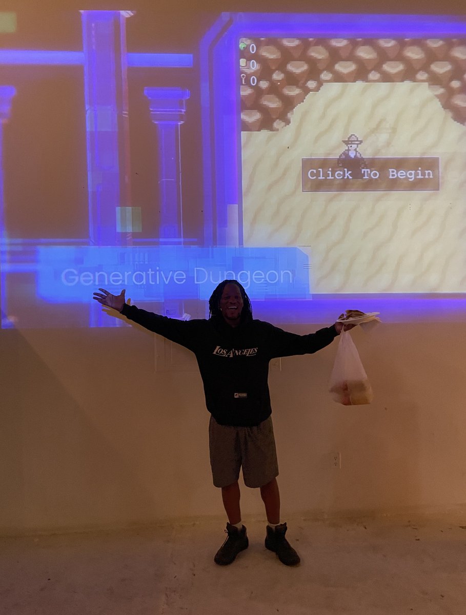 JaiTeaLIVE's tweet photo. @MetaRacerX Congrats Jamell from @_MetaRacerX on winning this awesome @GenDungeon NFT at the @nftgoio LA Tech Week Alpha Session party! #nftgo #generativedungeon #alpha #freenftgiveaway https://t.co/aERg2xQ5bi