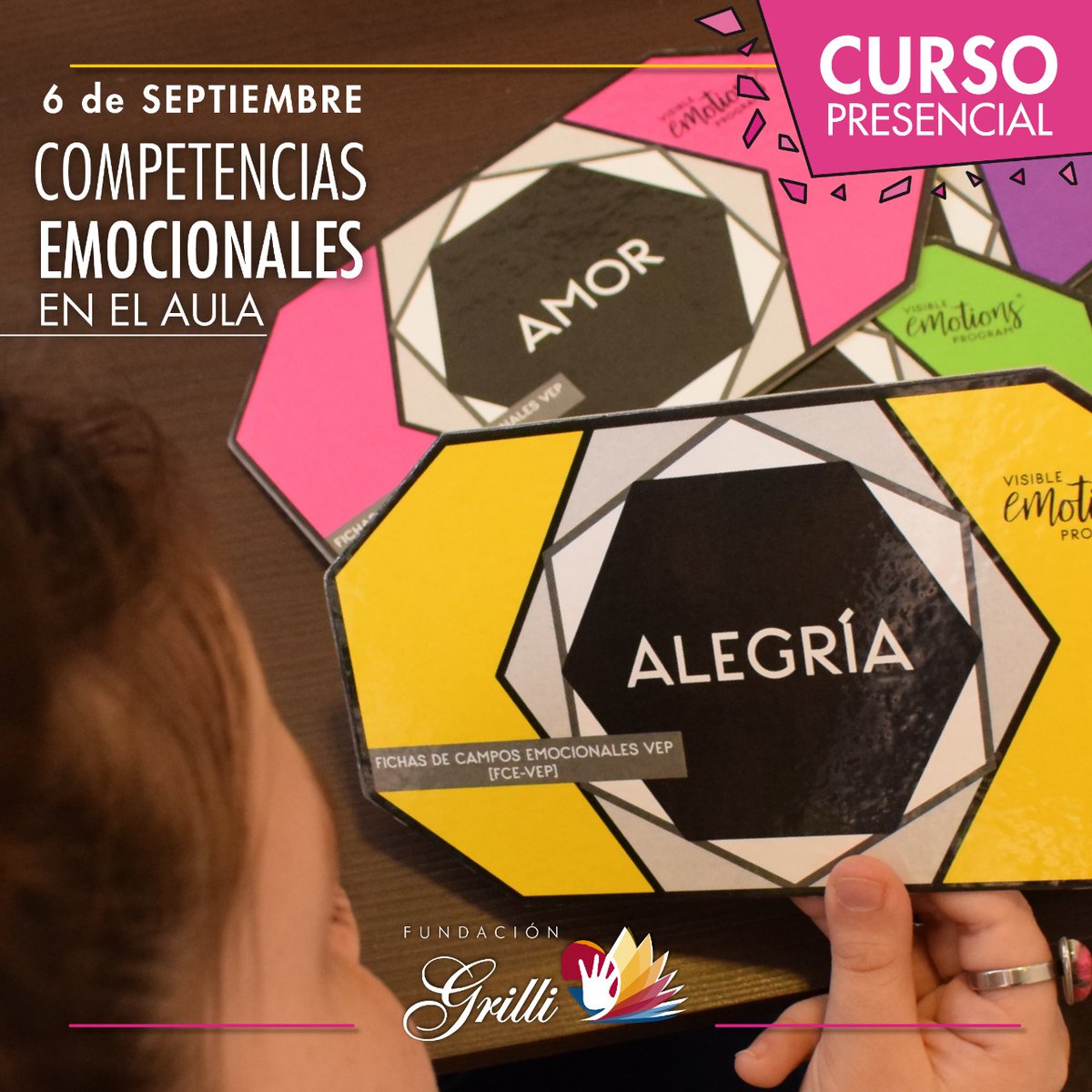 -COMPETENCIAS EMOCIONALES EN EL AULA-
Curso de Formación en Educación Emocional a través del Programa VEP (Visible Emotion Program)
PRESENCIAL-Fecha: 6/9/22. Informes: Wsapp:1159072247  informes@fundaciongrilli.org.ar
#Capacitación #educacionemocional #competencias #workshop