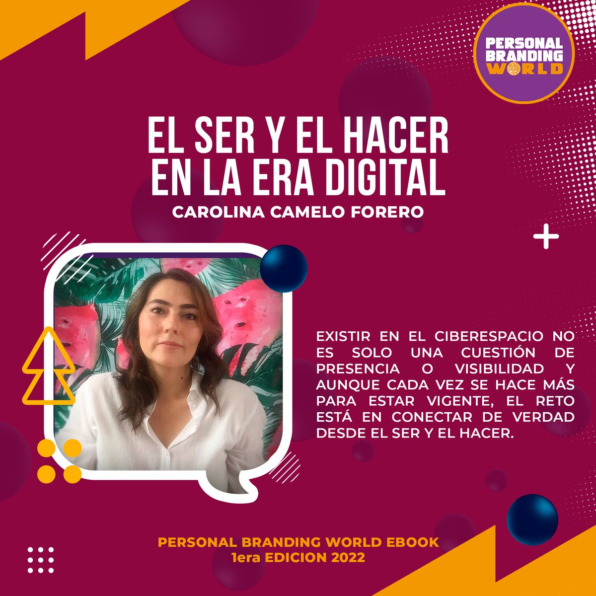 PBrandingWorld's tweet photo. @carocamelof Diseñadora Industrial, Personal Brander, experta en identidad digital, y habla sobre "El ser y el hacer en la era digital".
27 de los mejores profesionales de #PersonalBranding en el #PersonalBrandingWorld eBook ⬇️ de forma gratuita en el link https://t.co/G6vgmyidWp https://t.co/Pdvsir2yf9
