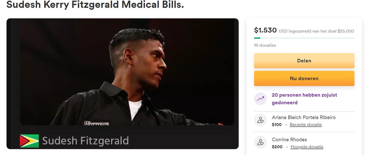 Terrible news from Guyana: 🇬🇾Sudesh Fitzgerald got into a serious car accident and is in a coma. A Gofundme-page set up by a friend is asking for money to transfer the darts player to a private hospital. Fitzgerald participated in the 2009 PDC World Championships