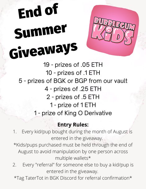 Reminder: still 3 days left to enter to win up to 1 eth and a chance at over 40 prizes! #BGK