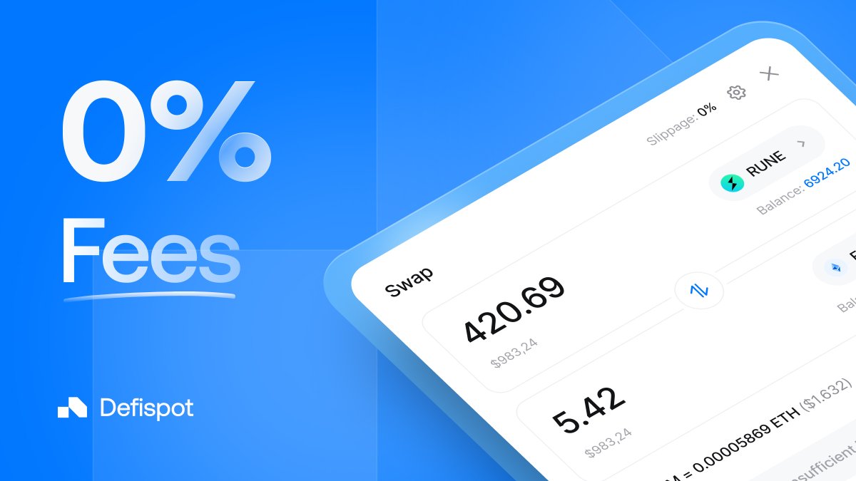 Defispot's tweet photo. The best part of trading on @Defispot? 

📢 📢  ZERO FEES 📢 📢

We don't charge any fees for trading at the moment. Come over and try #FEELESS trading. https://t.co/3ZN8ljrDIj