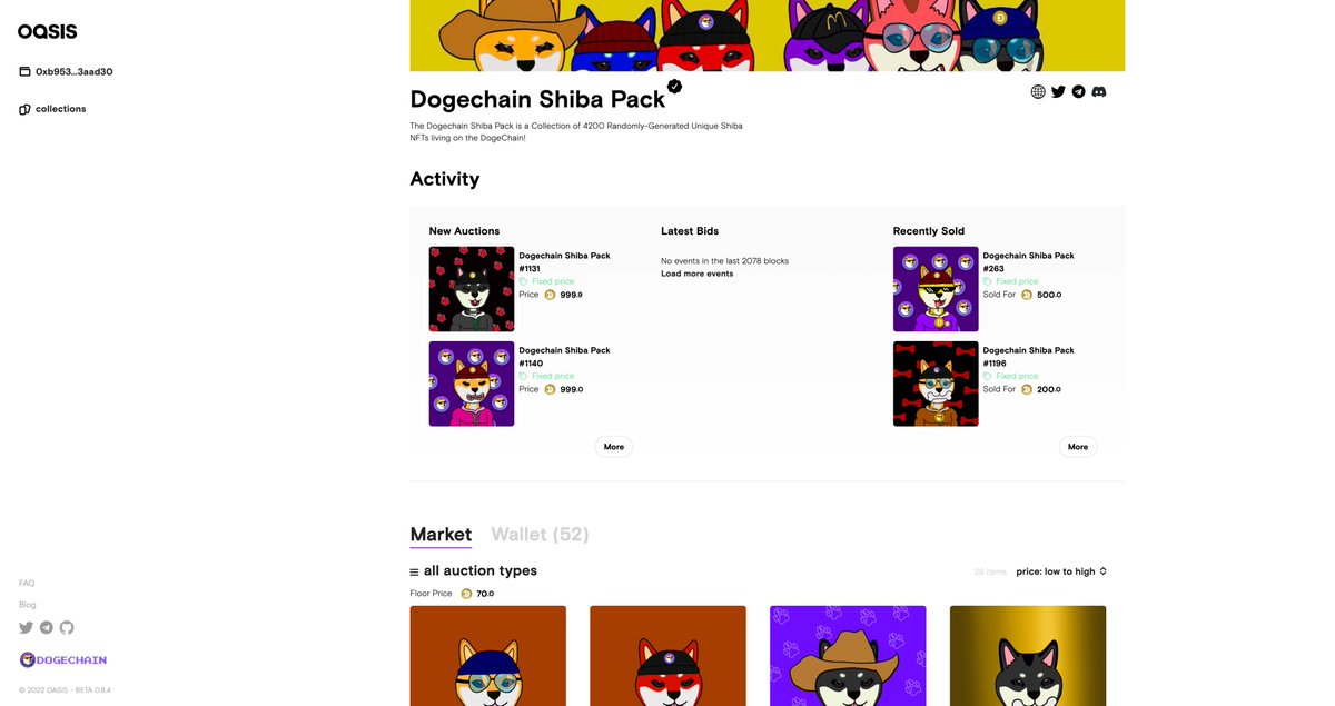 Pack🐶! We are glad to announce that we are listed on the OASIS NFT Marketplace! You can now trade your Shibas here: oasis-nft.dog/collection/0x4…

#Dogechain #Dogecoin #DogechainNFT $DC $DOGE