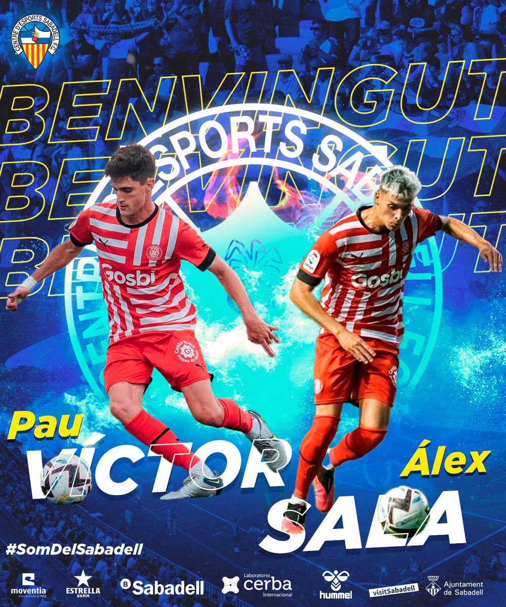 🚨 [OFICIAL] Pau Víctor i Álex Sala, nous jugadors del <a href="/CESabadell/">CE Sabadell 🧅</a> 2022/23 💣

 🤝🏻 Cedits pel <a href="/GironaFC/">Girona FC</a>

🚀 Davanter vertical i migcampista mòbil 🕹️
🔥 Joventut i potencial
💫 Experiència a LaLiga Smartbank

➕bit.ly/PauiAlex

💙 𝘽𝙚𝙣𝙫𝙞𝙣𝙜𝙪𝙩𝙨! 🤍

#SomDelSabadell