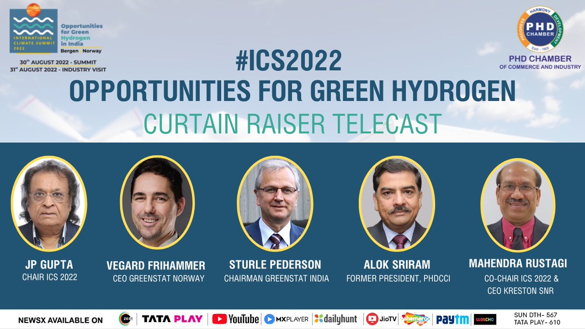 #ICS2022 | International Climate Summit 2022 'Opportunities for Green Hydrogen in India' will be held in Norway on August 30-31. 
.
.
.
Watch curtain raiser telecast on #NewsX YouTube
youtu.be/roKW-fAJ0ho

<a href="/icshydrogen/">International Climate Summit (ICS 2022)</a> @frihammer <a href="/STURLE2010/">STURLE H PEDERSEN</a>
<a href="/phdchamber/">PHD Chamber</a> @GREENSTATas <a href="/rustagimk/">Mahendra rustagi</a>