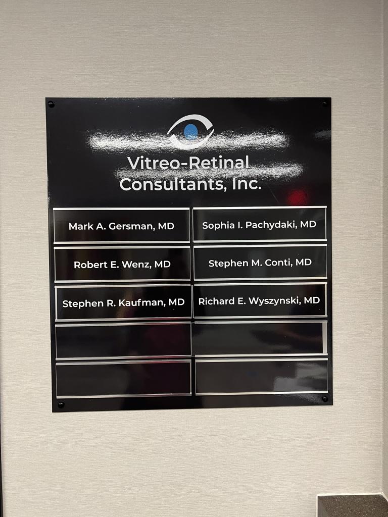 Custom made directory board with interchangeable inserts #fastsignsmentor #directory #vitreoretinalconsultants