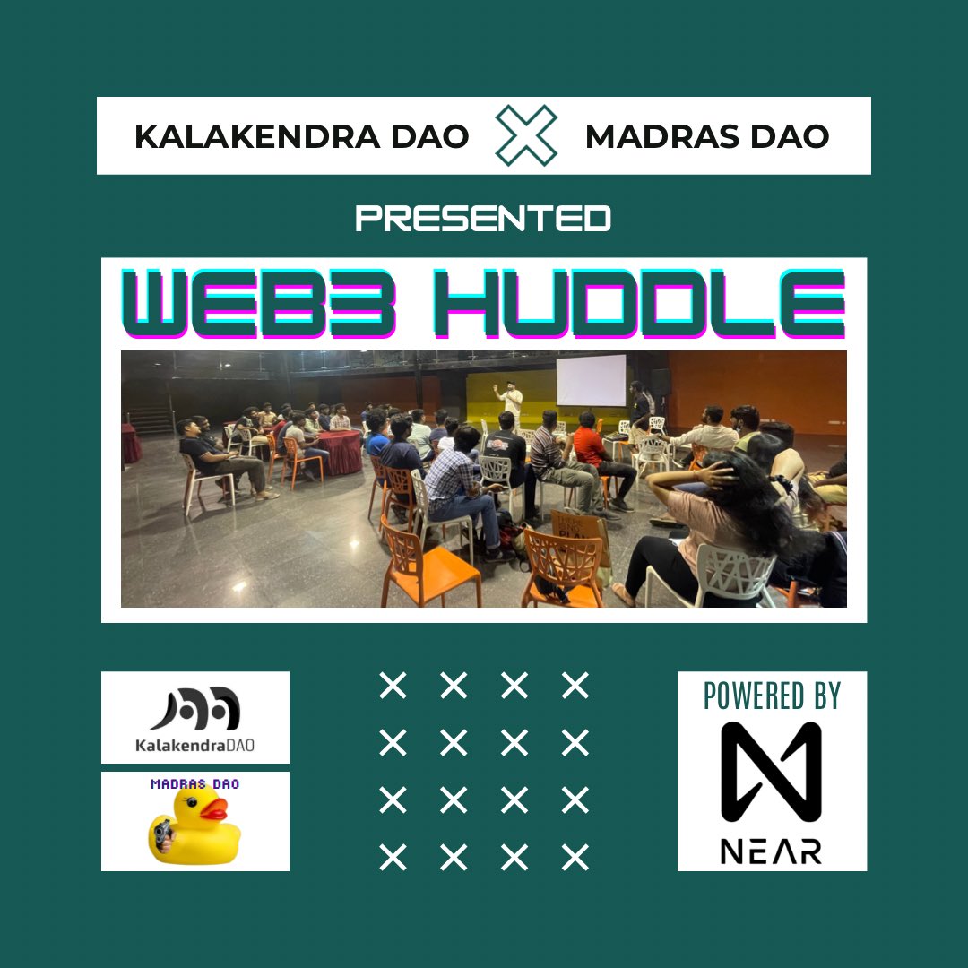 KalaKendraDAO's tweet photo. The mixture of brilliance and diligence produces a successful event.
.
KALAKENDRA DAO x Madras DAO ( @MadrasDAO ) presented “WEB3 HUDDLE”  powered by NEAR Protocol ( @NEARProtocol )
.
#web3 #events #digitalindia #community
.
@TheDopeDao @BoldDao @rapogen https://t.co/yIyUAcoFHl