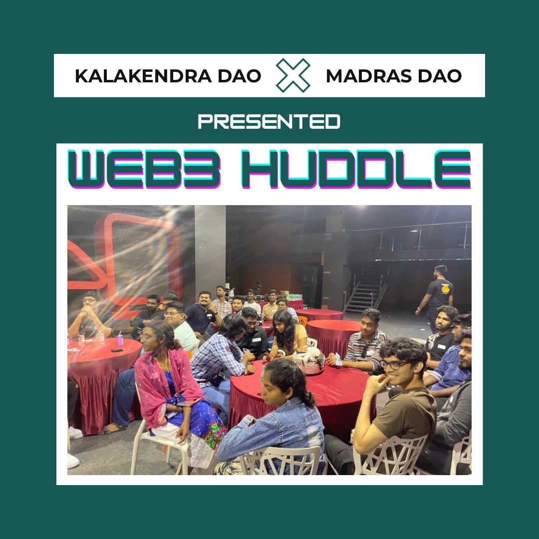 KalaKendraDAO's tweet photo. The mixture of brilliance and diligence produces a successful event.
.
KALAKENDRA DAO x Madras DAO ( @MadrasDAO ) presented “WEB3 HUDDLE”  powered by NEAR Protocol ( @NEARProtocol )
.
#web3 #events #digitalindia #community
.
@TheDopeDao @BoldDao @rapogen https://t.co/yIyUAcoFHl