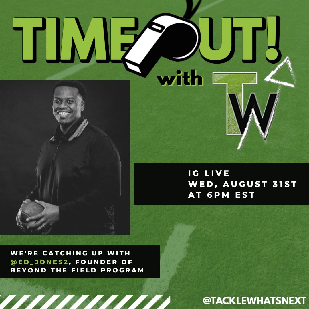 tacklewhatsnext's tweet photo. Join us Weds @ 6pm ET LIVE on IG as we chat w/ @ed_jones2, host of the Player Development Podcast and Founder of @BTF_Program. Hear the advice he has for athletes around preparing for life outside of the game, and more. Follow us &amp; tune in! #TWNTimeout https://t.co/6kv6NP3FEz https://t.co/5UF05avEn5