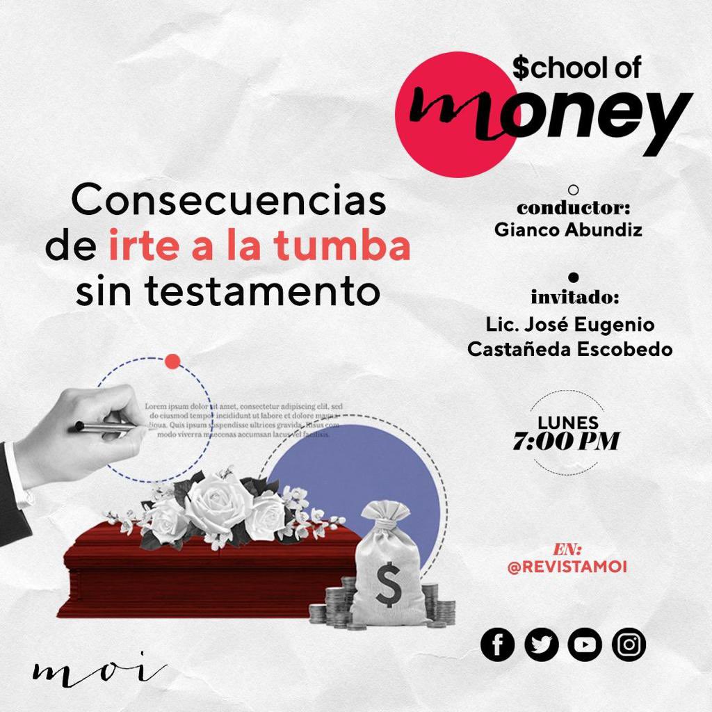 #NoTePierdas la entrevista al notario José Eugenio Castañeda <a href="/eugeniocasta/">J. EUGENIO CASTAÑEDA</a> en #SchoolOfMoney de <a href="/revistamoi/">Revista moi</a> con <a href="/GiancoAbundiz/">Gianco Abundiz</a>, hoy a las 19 horas.
