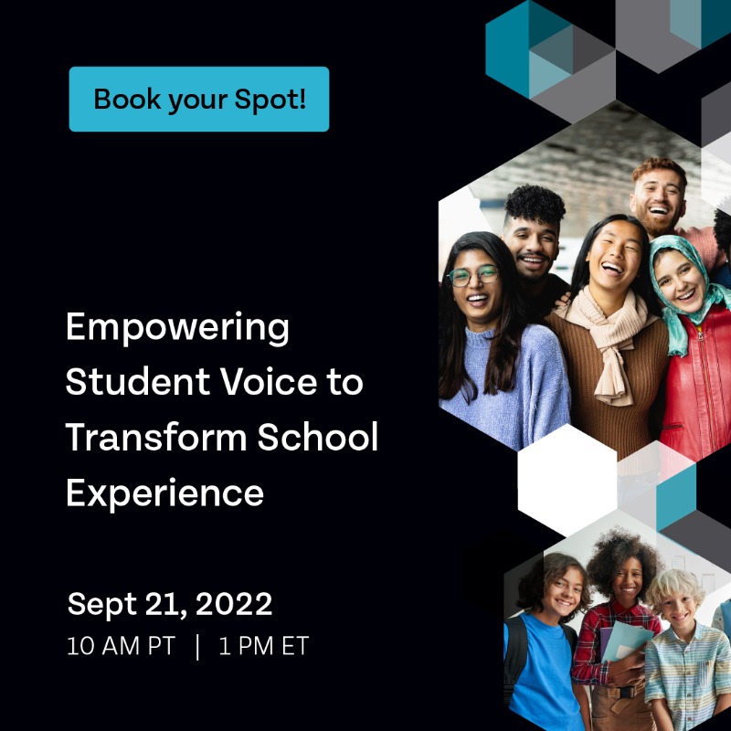 thoughtxchng's tweet photo. It's time to elevate #StudentVoice and give them a say in their own education.

Join us on September 21st where @EquitySupt1 will host a panel of #education leaders who will share their perspectives on the power of student voice.

Book your spot: https://t.co/fAKtf3JGZr

#EdChat