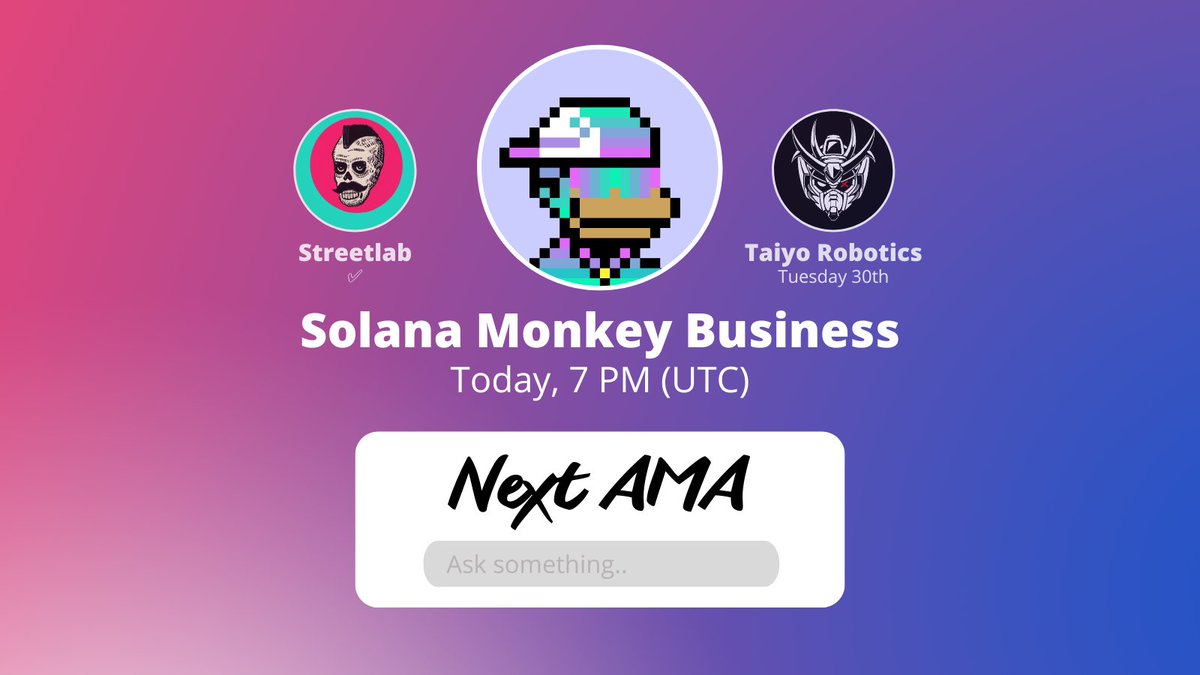 LCDLabNFT's tweet photo. Thanks to @Streetlab_io for yesterday #AMA, tonight we will join @SolanaMBS at 7 PM (UTC).

We look forward to giving more information about our next drop.

https://t.co/u87I6Tox3y

See you there! 🐀 https://t.co/r3PuCALoIX