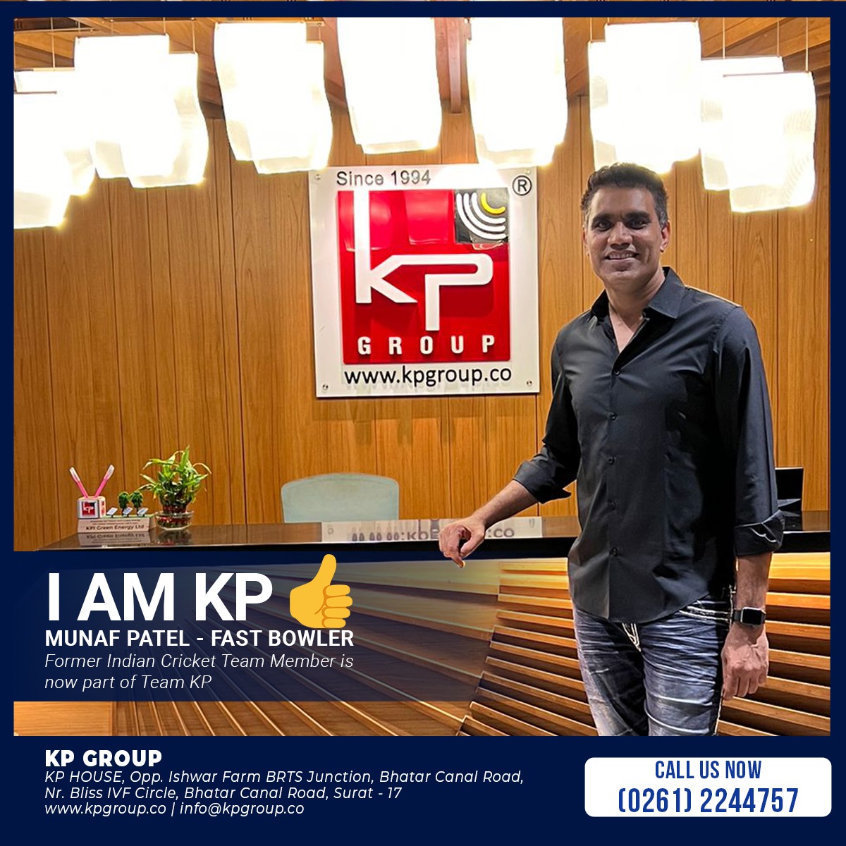 kpgroupgreen's tweet photo. Let the whole world know that ex Indian Team Speedster - Mr. Munaf Patel is the latest Nature Conservator, Renewable Energy Promoter, is Team KP. 
Yes Munaf Patel is now associated with KP Group.
Come let's bring more smiles and save nature. 
#renewableenergy  #GreenEnergy https://t.co/9FOraMRh2y