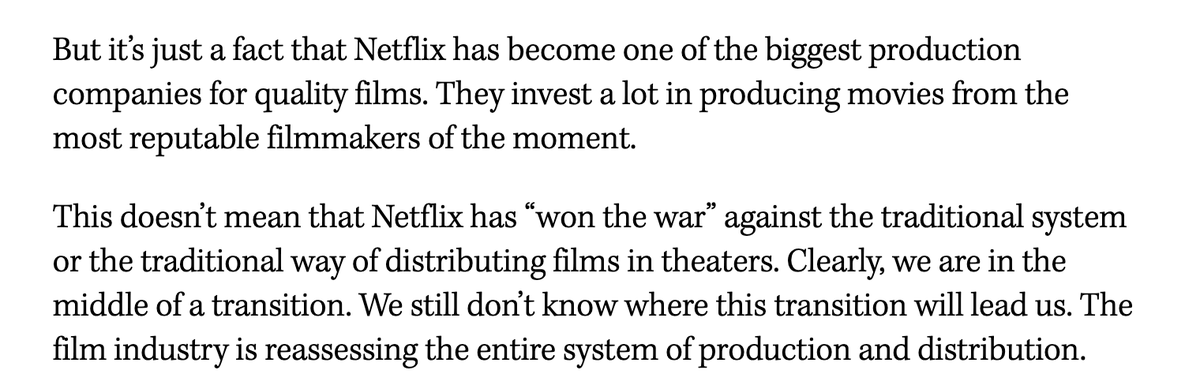 Lucas_Shaw's tweet photo. A film festival chief with a reasonable opinion of streaming movies. What a concept. https://t.co/tWMNJIQv7l