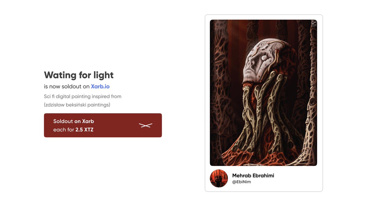 Xarb_io's tweet photo. Congratulations to @ebinim2 for creating such wonderful artwork which all the editions of it sold out on @xarb_io
You can now visit this artist’s other NFTs via the link below on the platform

https://t.co/NqViWanG4b

#nftart #NFTCommumity #NFT https://t.co/8hzZBGM9UZ