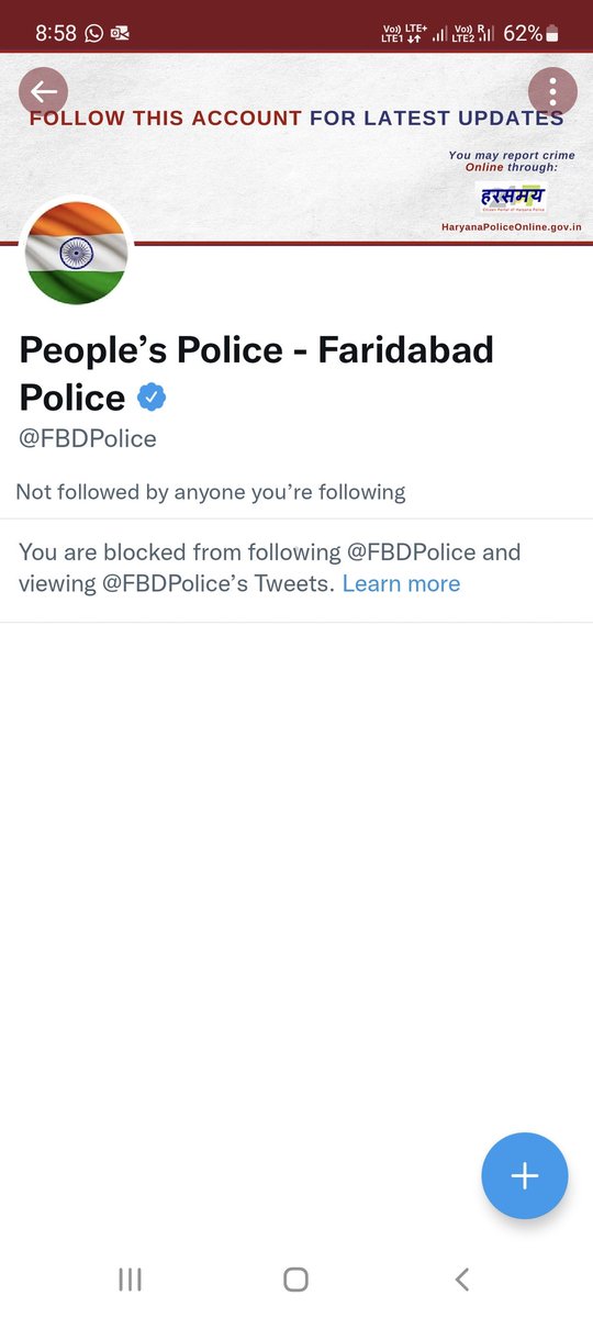 <a href="/DGPHaryana/">DGP Haryana Police</a> <a href="/police_haryana/">Haryana Police</a> Sir,

Is the reporting of illegal activities to police is a crime?

Don't know why Faridabad Police has blocked us.