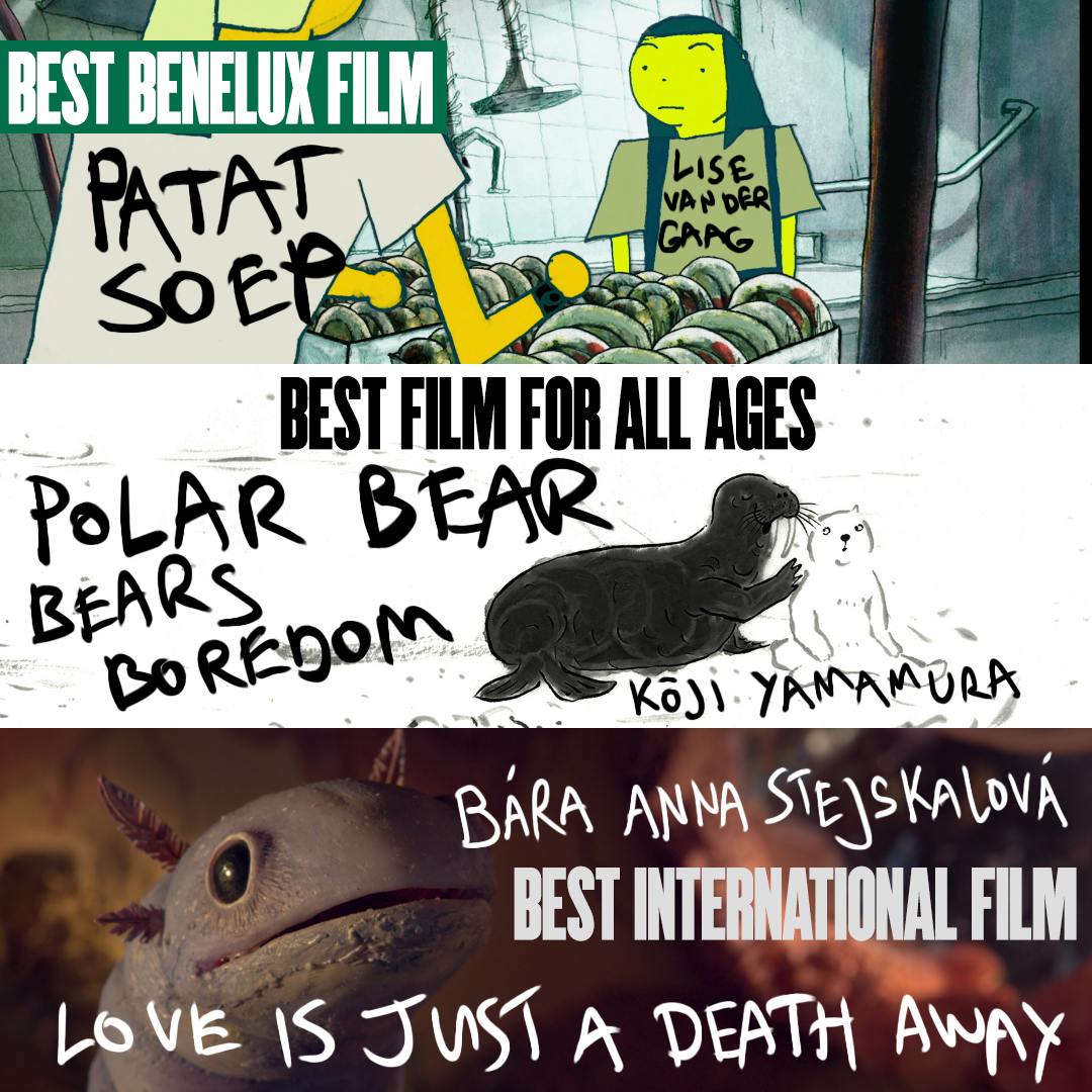 The Audience Awards FAFF 2022! Congratulations!

BEST BENELUX FILM - PATAT SOEP (<a href="/lisevandergaag/">Pantswizard</a>)

BEST FILM FOR ALL AGES - POLAR BEAR BEARS BOREDOM (<a href="/Koji_Yamamura/">山村浩二</a>)

BEST INTERNATIONAL FILM - LOVE IS JUST A DEATH AWAY (Bara Anna Stejskalova)

<a href="/FabriekZaandam/">De Fabriek</a> #animation #festival