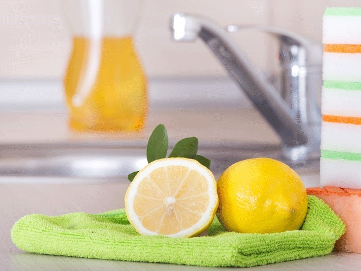 Try using a lemon to de-stink your sink!

The citrus from the fruit combined with the coarseness of the rinds sanitize and help clean the blades quickly and naturally!