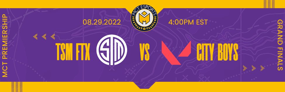 MCT Premiership Grand Finals

4PM ET

<a href="/TSM/">TSM</a> vs City Boys 

Watch this Bo5 battle on -twitch.tv/mctesportsleag…