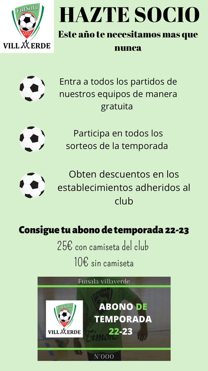 A PESAR DE LAS DIFICULTADES QUE ESTAMOS TENIENDO EL CLUB VA HACER  UN ESFUERZO PARA QUE TODOS VOLVAMOS A DISFRUTAR DEL FÚTBOL SALA DE ELITE  EN. VILLAVERDE.
Va ser un año lleno de sorpresas, de grandes partidos, de grandes rivales, de grandes eventos etc etc.