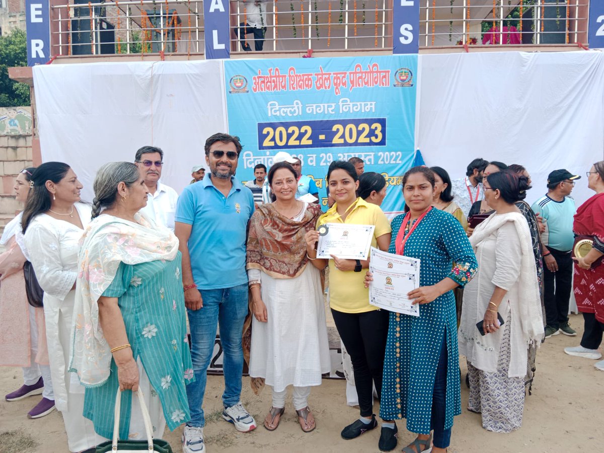PhysicalBranch's tweet photo. On the occasion of sports day Director Sir Inaugrated the program on 28/08/2022 &amp; closing of the program was done by Add. Commissioner mam on 29/08/2022.It will be my honour to announce that Jyoti Mam won the gold medal &amp; Seema Sharma Mam won bronze medal in 100m Race@DCSOUTHZONE https://t.co/qDFJT4jchM