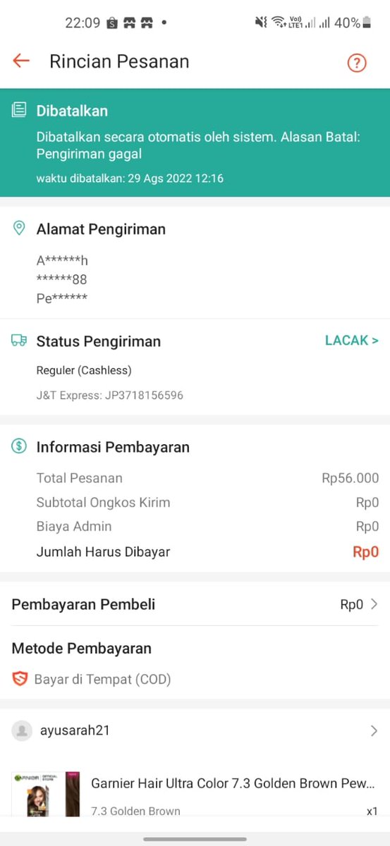 myrella26's tweet photo. @ShopeeID Kenapa untuk pengiriman gagal JNT di shopee, barang tersebut belum diterima kembali oleh seller tetapi statusnya sudah berubah menjadi PAKET TELAH DIKEMBALIKAN KE PENGIRIM? PEMBOHONGAN INI. @ShopeeID @jntexpressid Yang ga benar JNT atau Shopee? https://t.co/8GIdNjwoeF